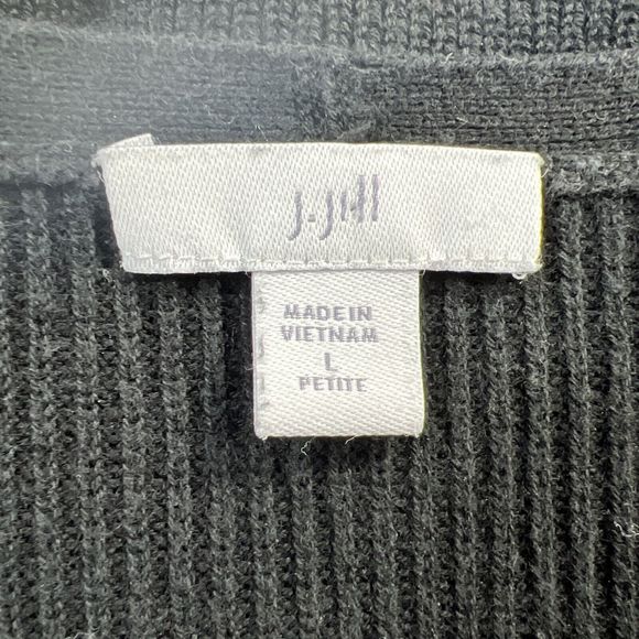 J. Jill Women's V-Neck Ribbed Knit Sweater Black Size Large Petite - Picture 3 of 10
